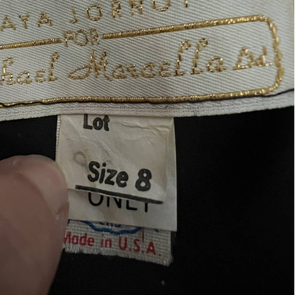 Maya Jornot For Michael Marcella Black Dress Embroider Design 3/4 Sleeve 8 VTG - Picture 14 of 16